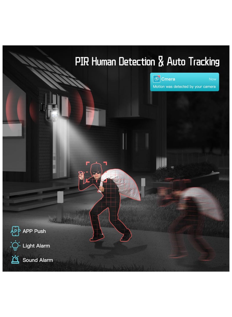 ASIV 4K 8MP Solar Wireless Security Camera | 360° PTZ + Dual Antennas + PIR Human Tracking | Spotlight Alarm, Color Night Vision, Outdoor Home Monitoring Device  - Image 3