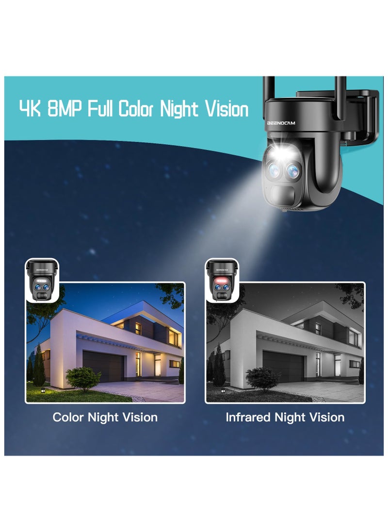 ASIV 4K 8MP Solar Wireless Security Camera | 360° PTZ + Dual Antennas + PIR Human Tracking | Spotlight Alarm, Color Night Vision, Outdoor Home Monitoring Device  - Image 4