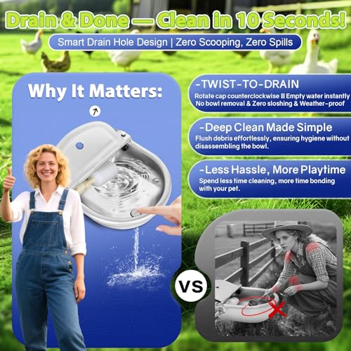 Ademon Automatic Animal Drinking Water Bowl with Float Valve, Extended Pipe & Drain Hole, Stainless Steel Waterer Feeder Farm Dog Dispenser Kit Self Filling for Livestock Horse Goat Water Trough - Image 2