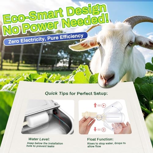 Ademon Automatic Animal Drinking Water Bowl with Float Valve, Extended Pipe & Drain Hole, Stainless Steel Waterer Feeder Farm Dog Dispenser Kit Self Filling for Livestock Horse Goat Water Trough - Image 5