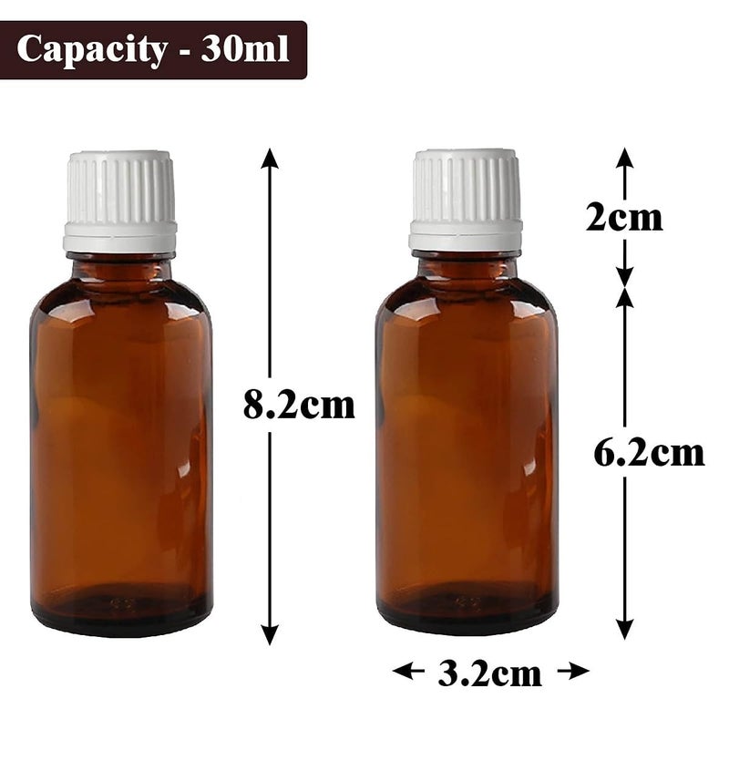 Mkd2 Rise Mkd2 Rise Empty Amber Glass Bottles 30 ml Set of 6 with Leak Proof Euro Dropper White Cap Ideal to Store Essential Oils Fragrances Medicines DIY Perfumes Homeopathy Refillable  - Image 3