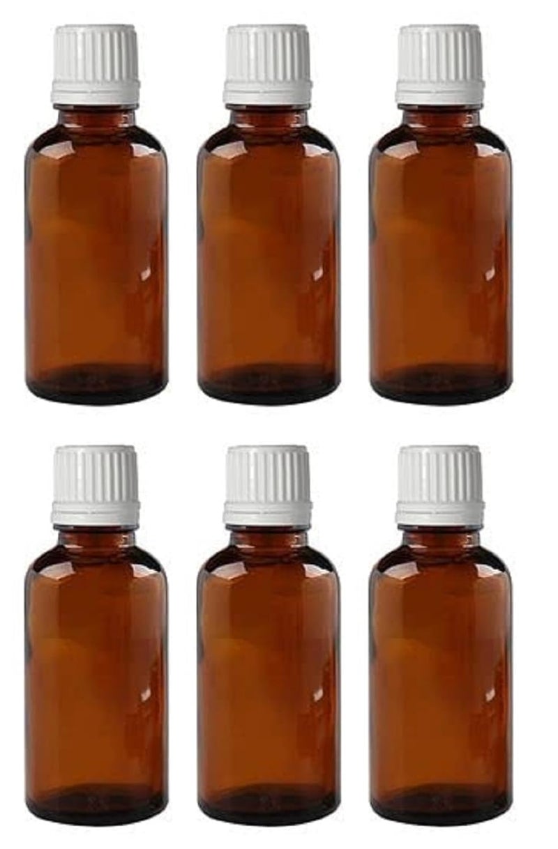 Mkd2 Rise Mkd2 Rise Empty Amber Glass Bottles 30 ml Set of 6 with Leak Proof Euro Dropper White Cap Ideal to Store Essential Oils Fragrances Medicines DIY Perfumes Homeopathy Refillable  - Image 1