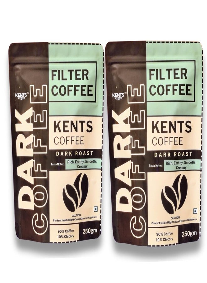 Kents Coffee عبوتان من قهوة كينتس المفلترة 90:10 | مسحوق قهوة جنوب هندية فاخرة | مزيج 90% قهوة و10% هندباء | نكهة قوية ورائحة غنية | عبوة من قطعتين (250 غرام لكل عبوة) - Image 1