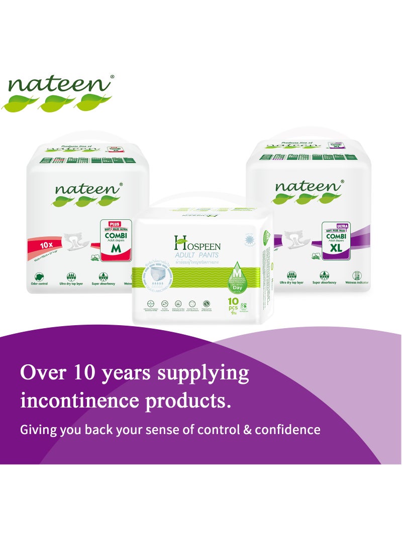 nateen - Super Ultra Incontinence Adult Diaper,Medium,Waist Size 95-125cm,80 Count Adult Diapers,Disposable Underwear for Men&Women,Briefs with Maximum Absorbency,Leak Protection-2640ml Absorbency. - Image 1