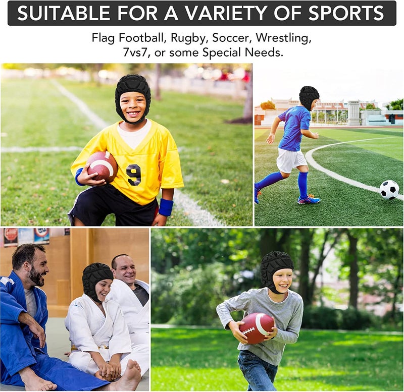 Ndola Soccer Head Protector for Adult, Adjustable Rugby Helmet Headguard With 3D Soft Padded Shell, 7v7 Multi-Sports Padded Helmet With Chin Strap - Image 5