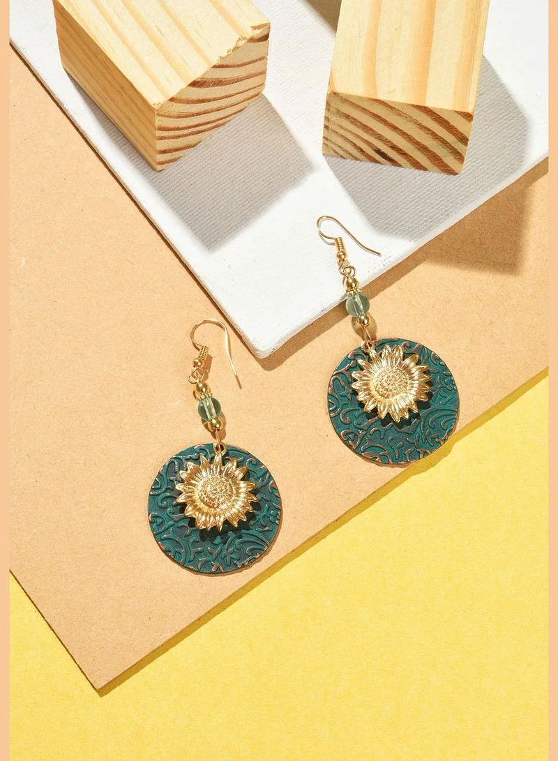 SOHI Gold Plated Beaded Drop Earrings