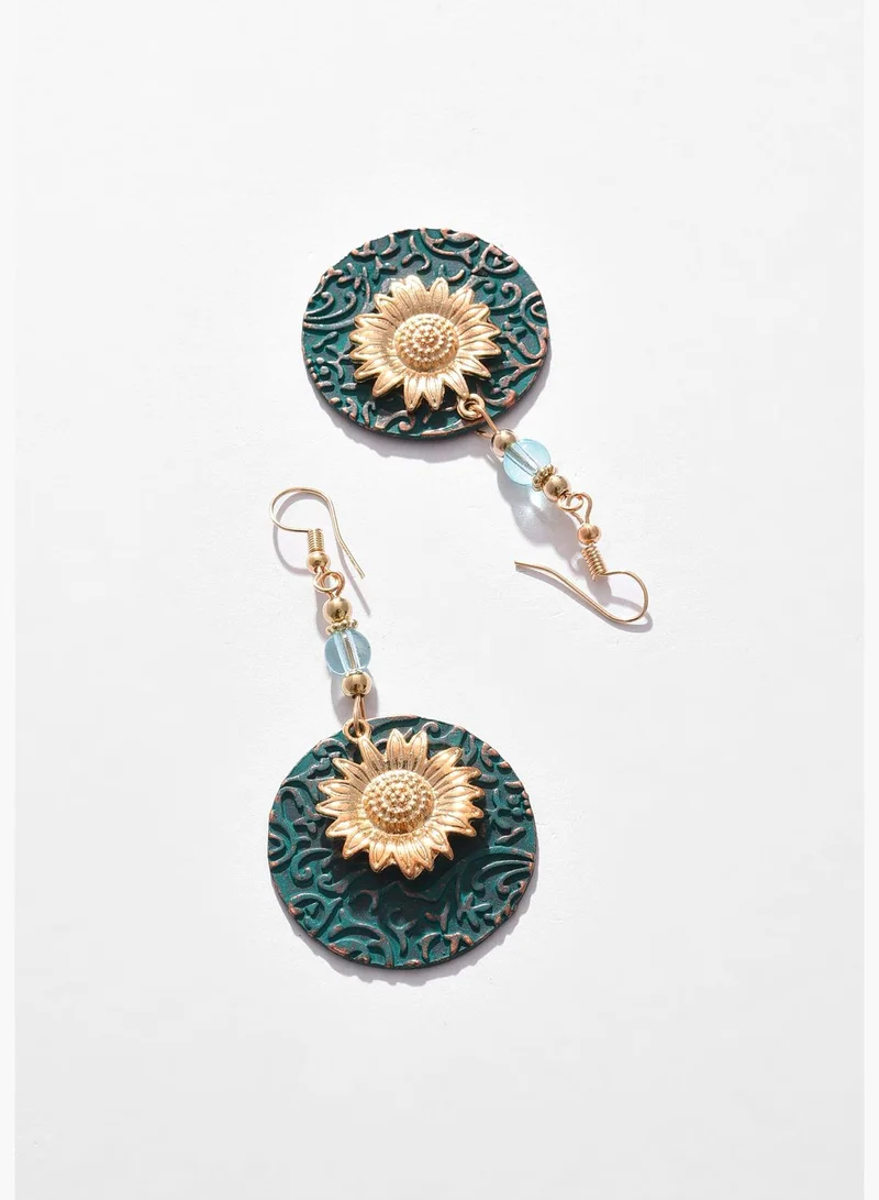 SOHI Gold Plated Beaded Drop Earrings