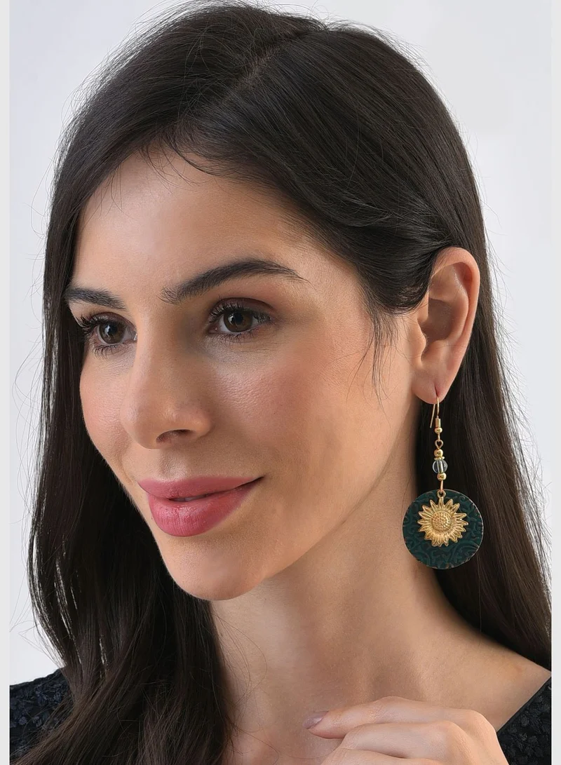 SOHI Gold Plated Beaded Drop Earrings