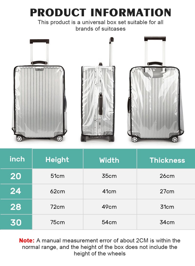 هومار كيت 4 قطع من أغطية حقائب السفر السميكة والشفافة، أغطية حقائب من مادة البولي فينيل كلوريد مقاس 20 و24 و28 و30 بوصة، مقاومة للماء والغبار والخدوش، مناسبة لحقائب السفر ذات العجلات - Image 4