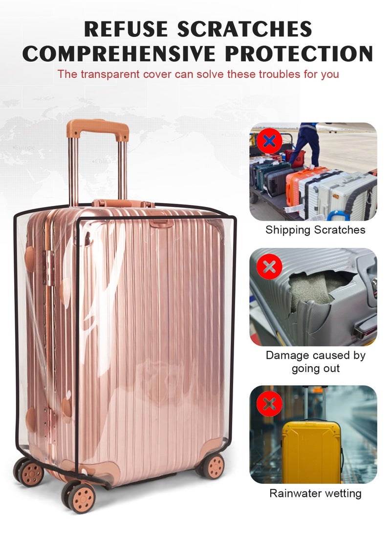 هومار كيت 4 قطع من أغطية حقائب السفر السميكة والشفافة، أغطية حقائب من مادة البولي فينيل كلوريد مقاس 20 و24 و28 و30 بوصة، مقاومة للماء والغبار والخدوش، مناسبة لحقائب السفر ذات العجلات - Image 3