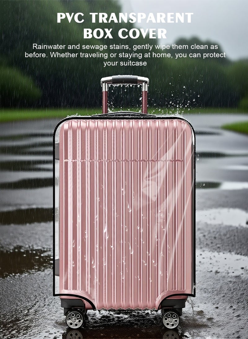 هومار كيت 4 قطع من أغطية حقائب السفر السميكة والشفافة، أغطية حقائب من مادة البولي فينيل كلوريد مقاس 20 و24 و28 و30 بوصة، مقاومة للماء والغبار والخدوش، مناسبة لحقائب السفر ذات العجلات - Image 2
