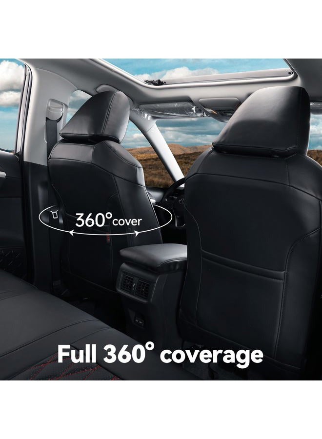coverdream أغطية مقاعد جلدية مخصصة لسيارة كورولا كروس 2023-2026 تويوتا كورولا كروس هايبرد S, SE, XSE, Nightshade SUV، تغطية كاملة، واقي مقاعد سيارة فاخر ومقاوم للماء (مجموعة كاملة، أحمر/أسود) - Image 2
