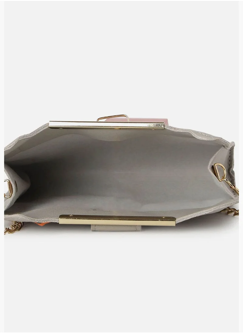 Haute Sauce Textured Push Lock Sling Bag with Chain Strap