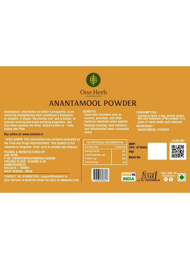 The Indian Chai One Herb - Anantmool Powder 100g (Indian Sarsaparilla) for Full Body Cleanse, Skin Care and Detoxification. - Image 4