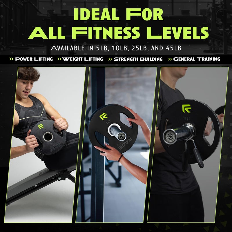 Rage Fitness أوزان حديدية من رايج فيتنس، مطلية بالمطاط، إدخال فولاذي 2" (5 رطل، 10 رطل، 25 رطل، 45 رطل - تُباع بشكل فردي) - Image 3