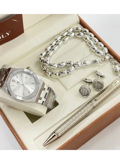 Laforea watch gift set for men consisting of 4 pieces, a rosary watch, a pen and a set of buttons