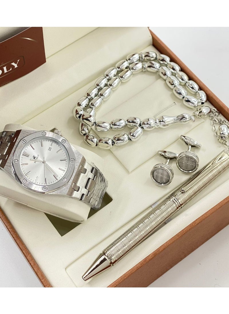 Rivoli - Laforea watch gift set for men consisting of 4 pieces, a rosary watch, a pen and a set of buttons - Image 1