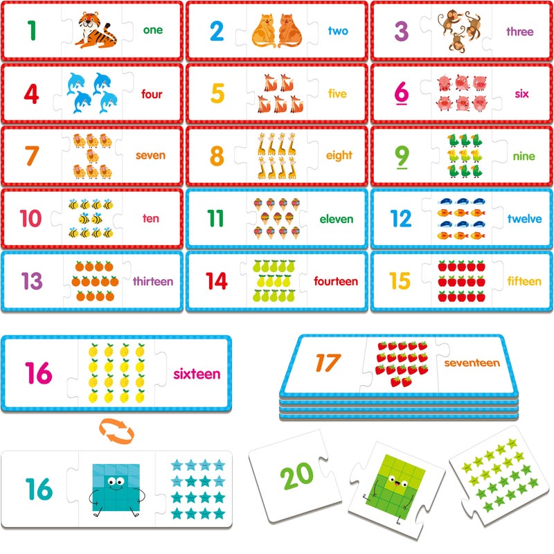 SpriteGru 120 Number Puzzles 20 SelfCorrecting Matching Puzzle Set Educational Counting Game Math Numbers Learning Toys for Toddlers Preschool Kids Aged 35 - Image 3