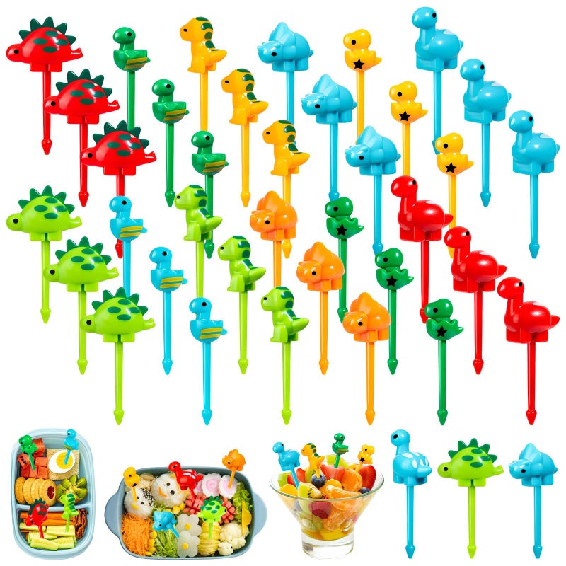 36pcs Mini Dinosaur Food Picks, Cute Cartoon Animal Fruit Toothpicks for Dinosaurs Birthday Party Bento Picks for Sandwiches, Snacks Desserts Accessory - Image 1