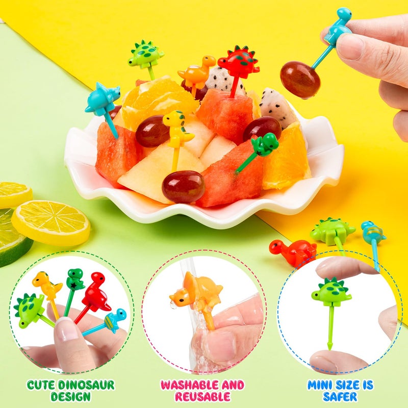 36pcs Mini Dinosaur Food Picks, Cute Cartoon Animal Fruit Toothpicks for Dinosaurs Birthday Party Bento Picks for Sandwiches, Snacks Desserts Accessory - Image 4