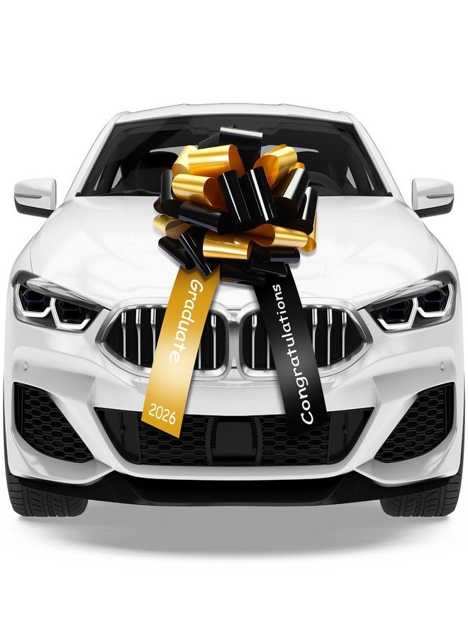 Geosar 20 Inch Graduate Big Car Bow Large Giant Graduation Congratulations Car Bow Ribbon for 2026 Graduation Gift Birthday Party Decoration, Black, Gold - Image 1