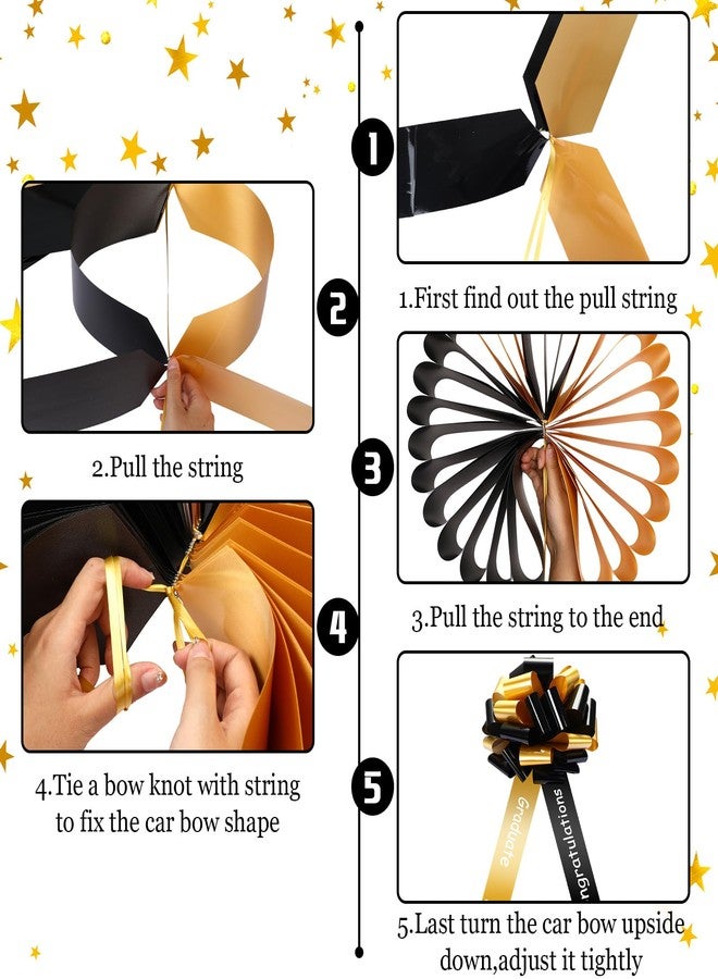 Geosar 20 Inch Graduate Big Car Bow Large Giant Graduation Congratulations Car Bow Ribbon for 2026 Graduation Gift Birthday Party Decoration, Black, Gold - Image 3