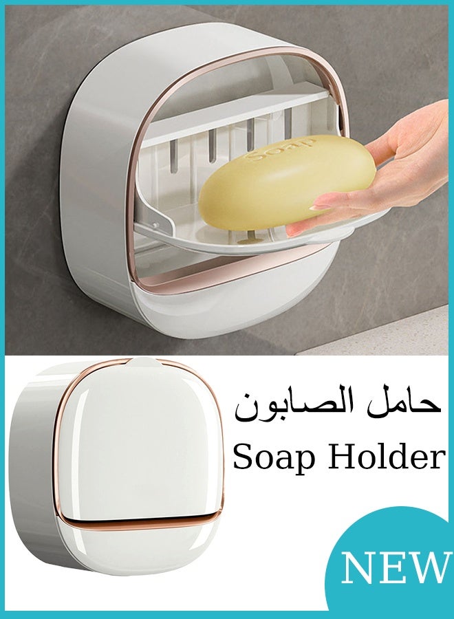 Wall-mounted Soap Dish Holder,Hollow Soap Box With Drain,Soap Holder Without Drilling,Elegant Self Drain Soap Box,Bathroom Storage Rack, High Load-Bearing Stable Convenient Soap Holder Soap Saver,Decorative Bathroom Soap Tray With Sliver Iron Frame,Creative Soap Box Suitable for Bathroom, Bathtub Kitchen Sink - Image 1