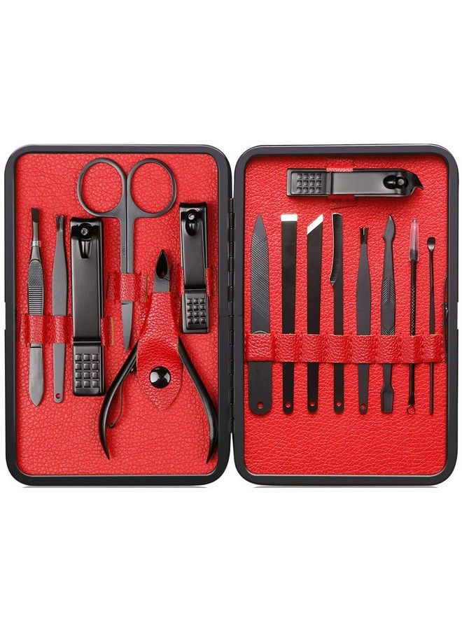QLNE Nail Clippers Sets High Precisio Stainless Steel Nail Cutter Pedicure Kit Nail File Sharp Nail Scissors And Clipper Manicure Pedicure Kit Fingernails & Toenails With Portable Stylish Case Red - Image 2