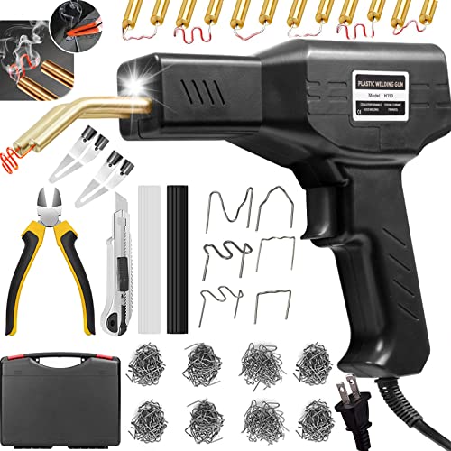 Ghguole 150W Upgraded Plastic Welder Kit,1000PCS Hot Stapler Welding Machine Car Bumper Repair Kit,2 in 1 Plastic Welder Soldering Gun with Weld Rods,6 Types Staples for Bumper/Kayak/Plastic Product Repairs - Image 1