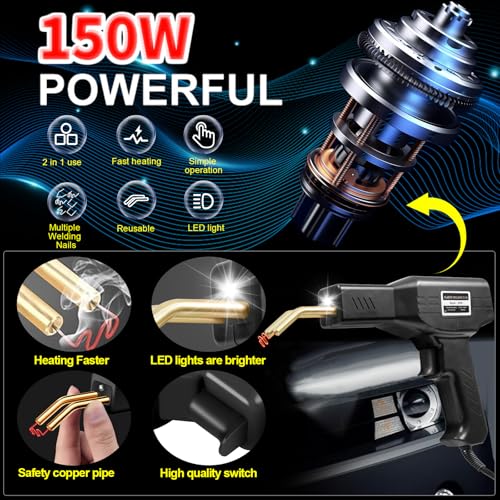 Ghguole 150W Upgraded Plastic Welder Kit,1000PCS Hot Stapler Welding Machine Car Bumper Repair Kit,2 in 1 Plastic Welder Soldering Gun with Weld Rods,6 Types Staples for Bumper/Kayak/Plastic Product Repairs - Image 4