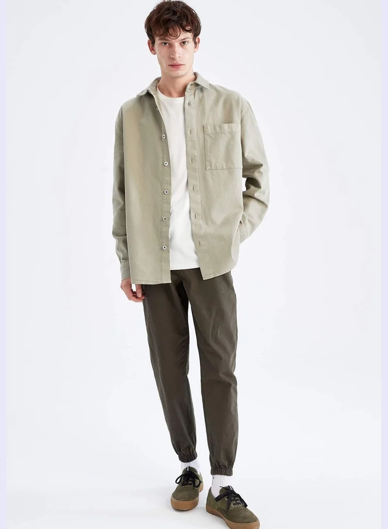 DeFacto Relax Fit Long Sleeve Twill Shirt