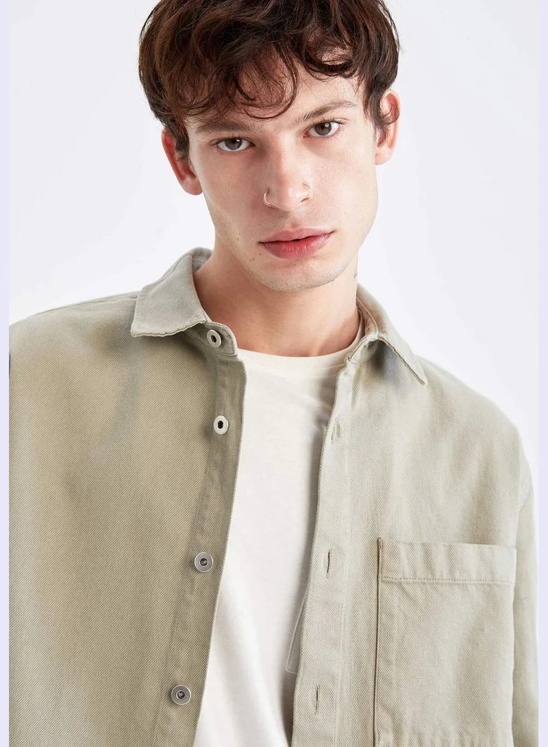 DeFacto Relax Fit Long Sleeve Twill Shirt