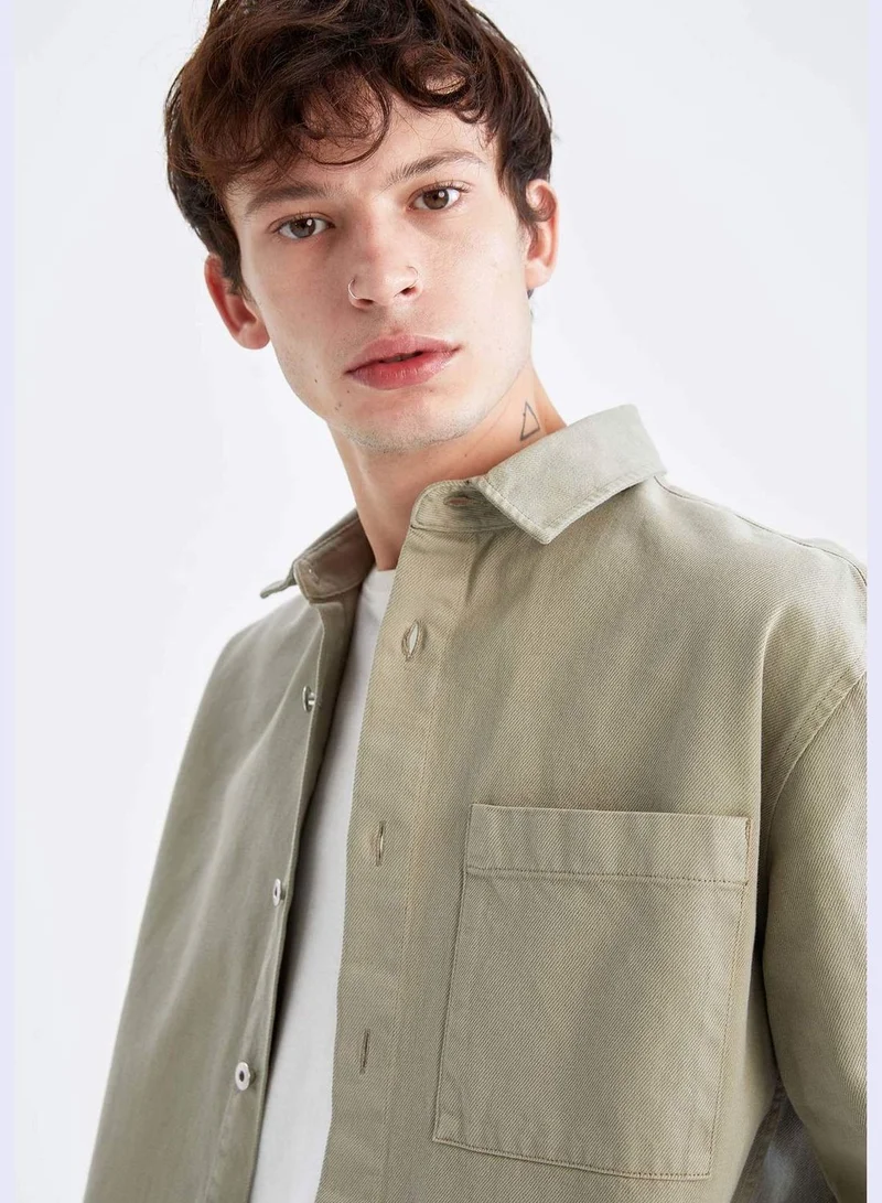DeFacto Relax Fit Long Sleeve Twill Shirt