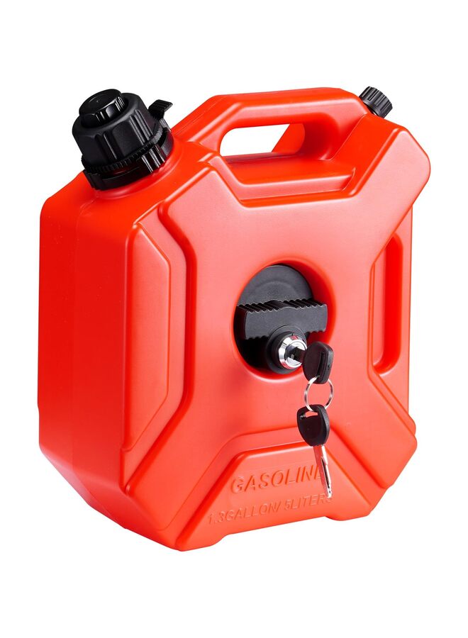 Transfer Tank Fits 1.3 Gallon/5L, Gallon Tank with Spout and Lockable Bracket, Storage Transfer Device with Auto-Off Function Adjustable Flow Rate, Ideal for Most Cars Motorcycle Red - Image 1