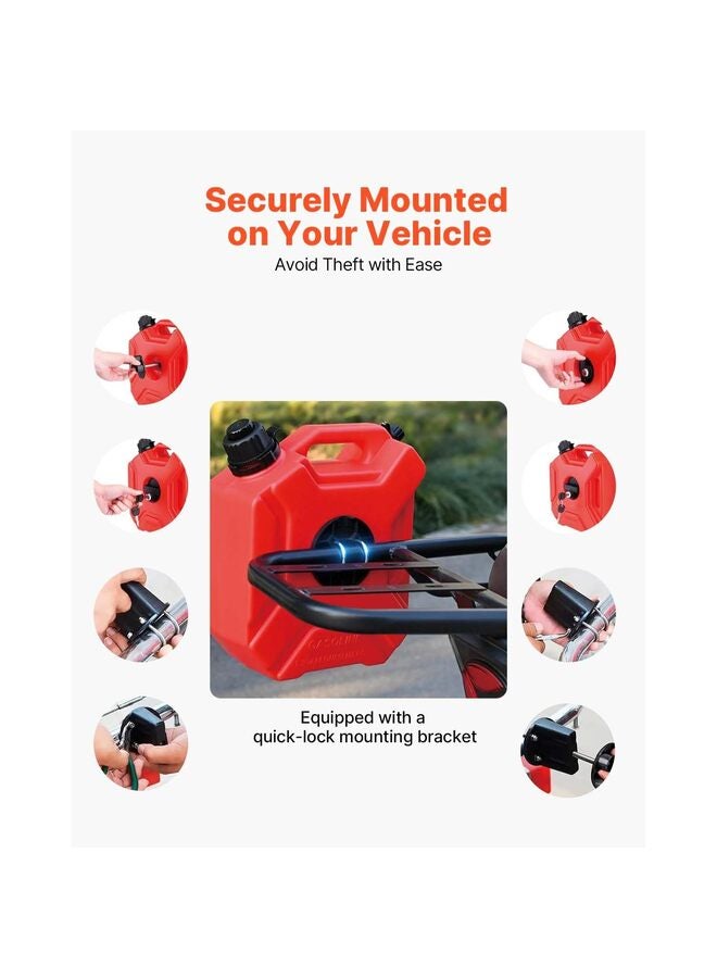 Transfer Tank Fits 1.3 Gallon/5L, Gallon Tank with Spout and Lockable Bracket, Storage Transfer Device with Auto-Off Function Adjustable Flow Rate, Ideal for Most Cars Motorcycle Red - Image 4