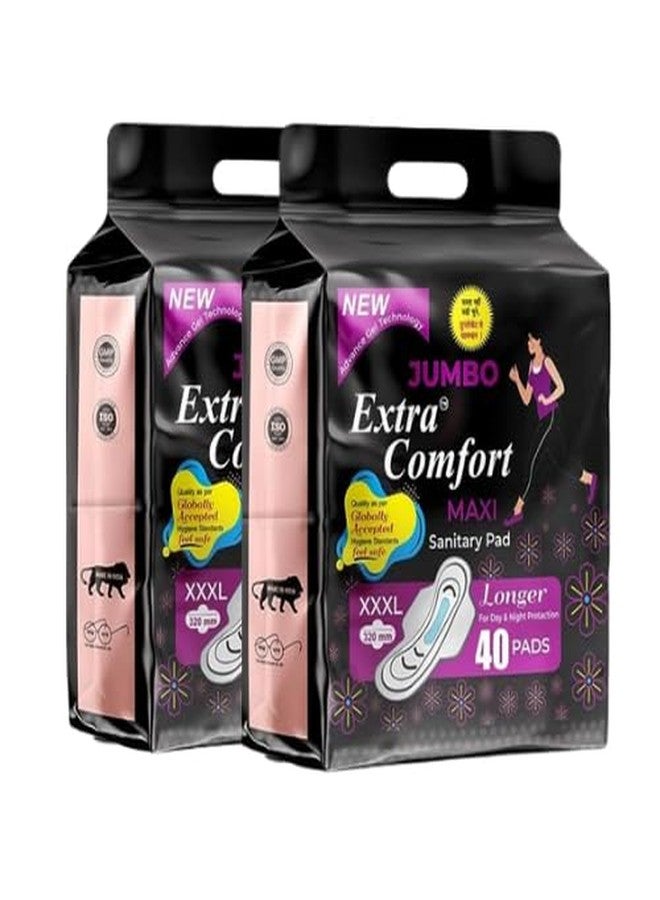dharmik Extra Comfort Sanitary Pads for Women with Wings | Dry-net Soft & Comfortable Sanitary Napkins for Day & Night Protection - XXXL (combo pack of 2) (80 pads) Sanitary Pad (Pack of 80) - Image 1