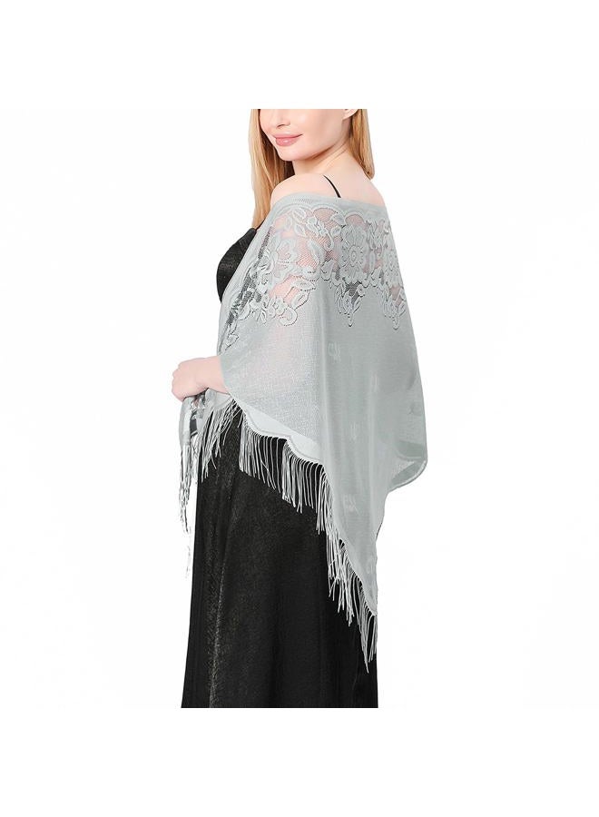 Ladiery Triangle Lace Shawls and Wraps for Evening Dresses with Tassels for Evening Party Mesh Wedding Shawls - Image 4