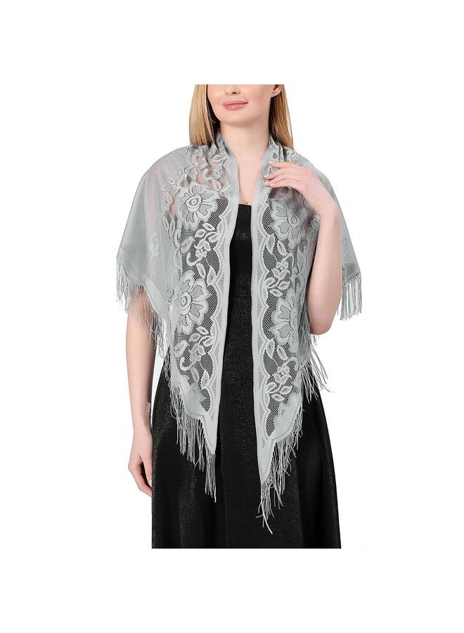 Ladiery Triangle Lace Shawls and Wraps for Evening Dresses with Tassels for Evening Party Mesh Wedding Shawls - Image 2