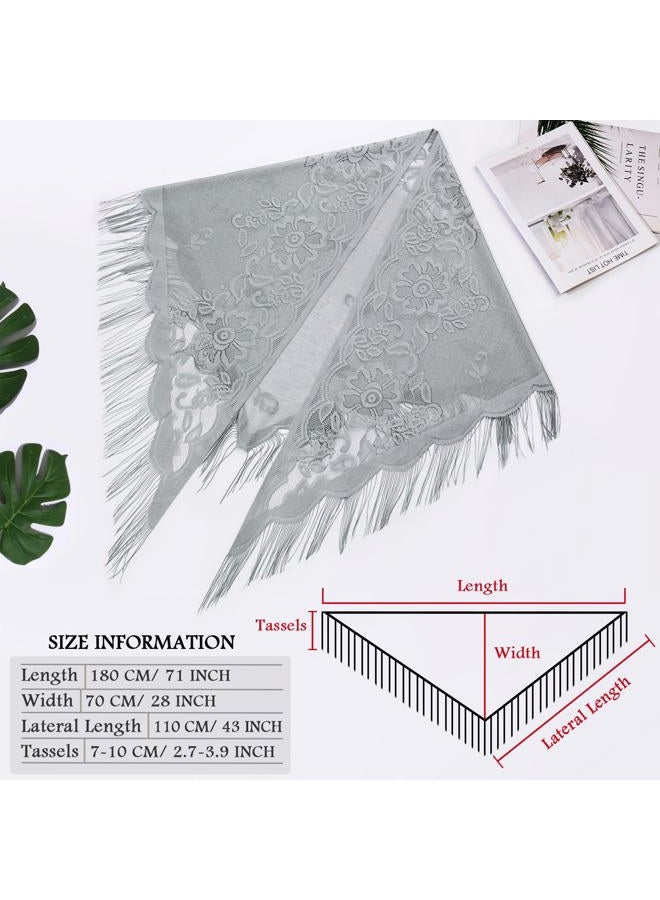 Ladiery Triangle Lace Shawls and Wraps for Evening Dresses with Tassels for Evening Party Mesh Wedding Shawls - Image 5