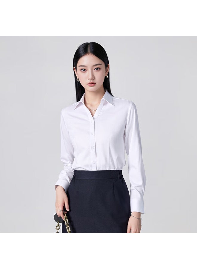 Teluoman Spring And Autumn New Long Sleeve Women's Shirt V-neck Elegant Casual Slim Business Professional Workwear Formal Interview White Shirt - Image 2