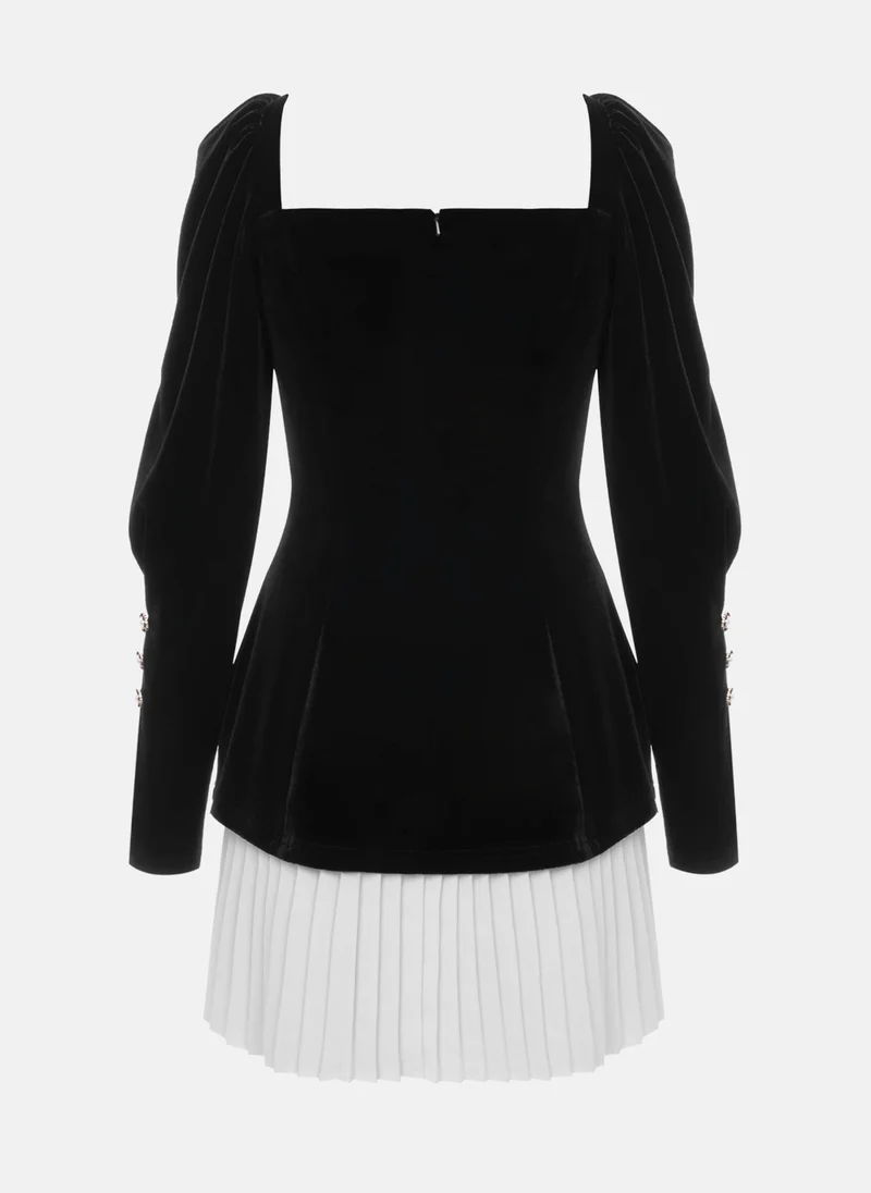 Lichi Mini blazer dress with contrasting pleated skirt