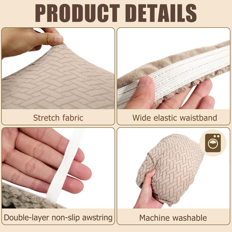 DIFEDO RV Couch Covers for Sofa Bed,2 Piece Washable Backrest & Seat Armless Sofa Couch Covers Stretch Furniture Protector with Elastic Bottom for Jackknife Sleeper Sofas (Khaki) - Image 4