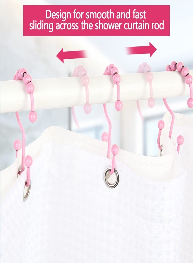 Qazvmlp Shower Curtain Hooks,304 Stainless Steel Shower Rings for Bathroom,Double Glide Shower Hooks for Bathroom Shower Curtain Rods Curtains,Set of 12 Hooks,Light Pink（Shower Curtain Hooks Style A ） - Image 5
