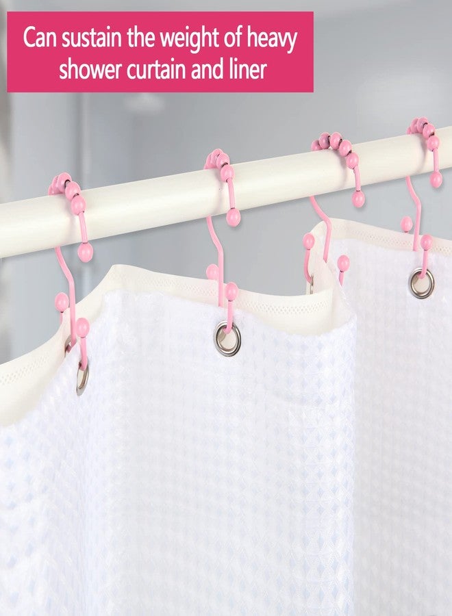 Qazvmlp Shower Curtain Hooks,304 Stainless Steel Shower Rings for Bathroom,Double Glide Shower Hooks for Bathroom Shower Curtain Rods Curtains,Set of 12 Hooks,Light Pink（Shower Curtain Hooks Style A ） - Image 4