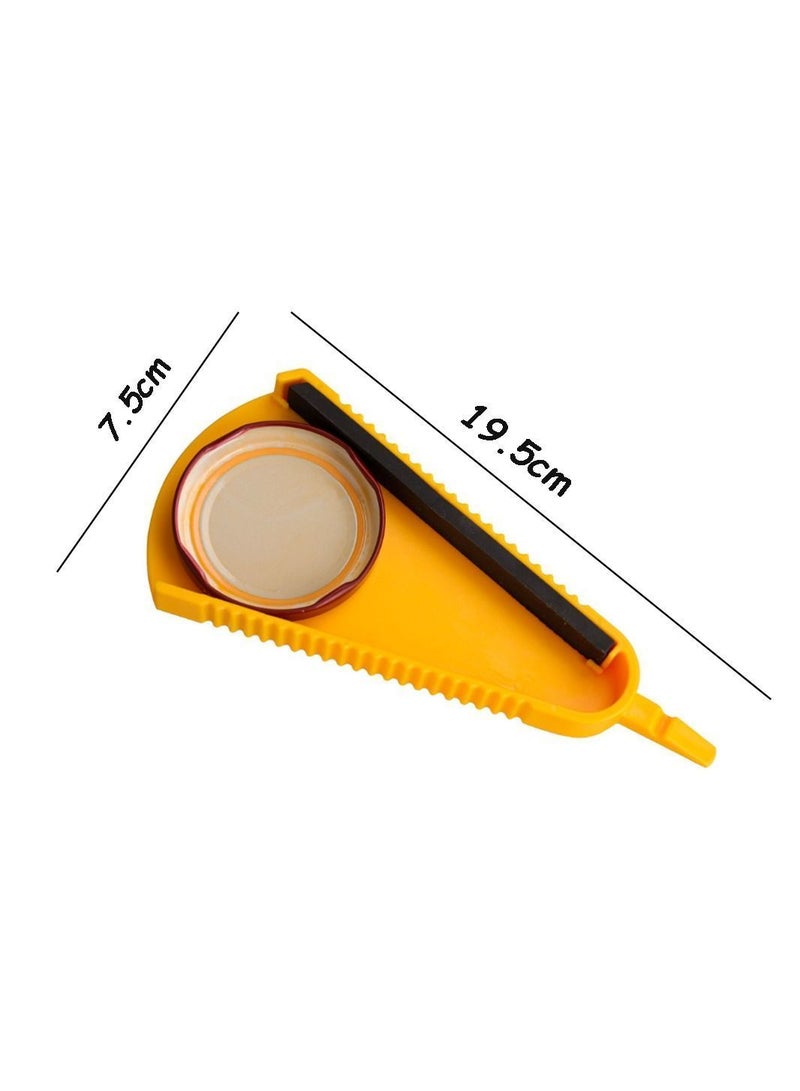 NIBEMINENT Jar Opener, 5-in-1 Multifunctional Bottle Can Opener Handheld for Weak Hands and Seniors with Arthritis, Non-slip Silicone Practical V-shaped Design Kitchen Tools(Yellow)  - Image 5