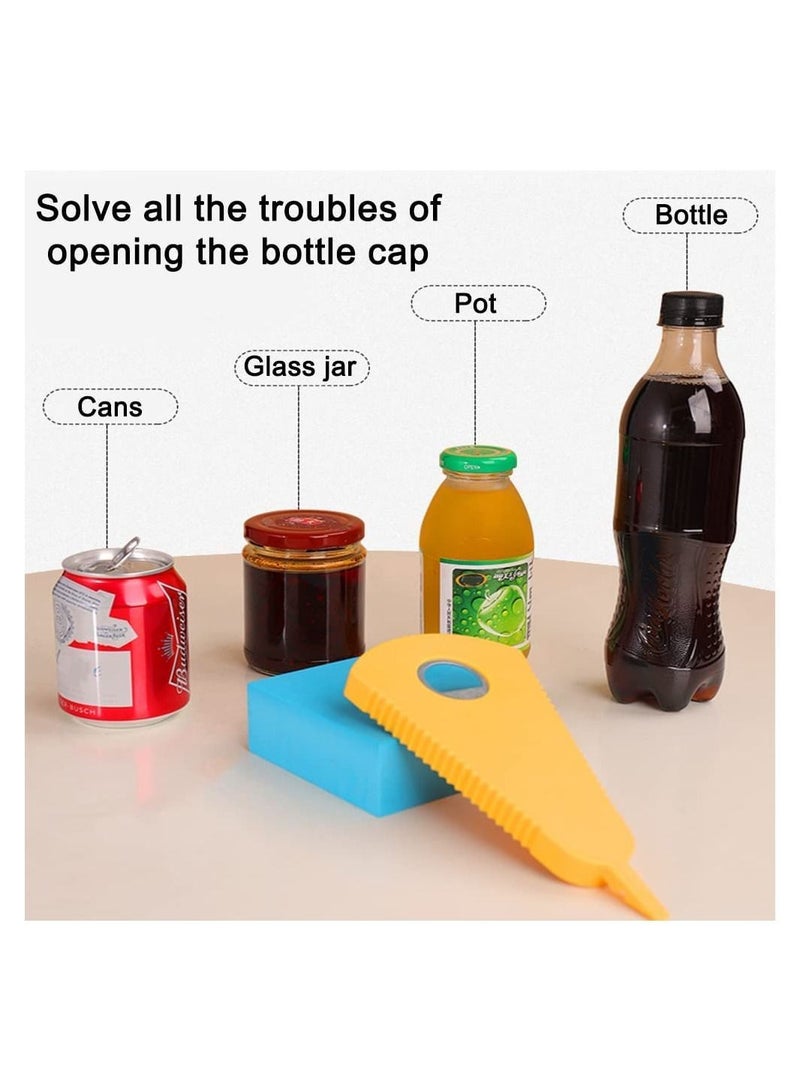 NIBEMINENT Jar Opener, 5-in-1 Multifunctional Bottle Can Opener Handheld for Weak Hands and Seniors with Arthritis, Non-slip Silicone Practical V-shaped Design Kitchen Tools(Yellow)  - Image 2