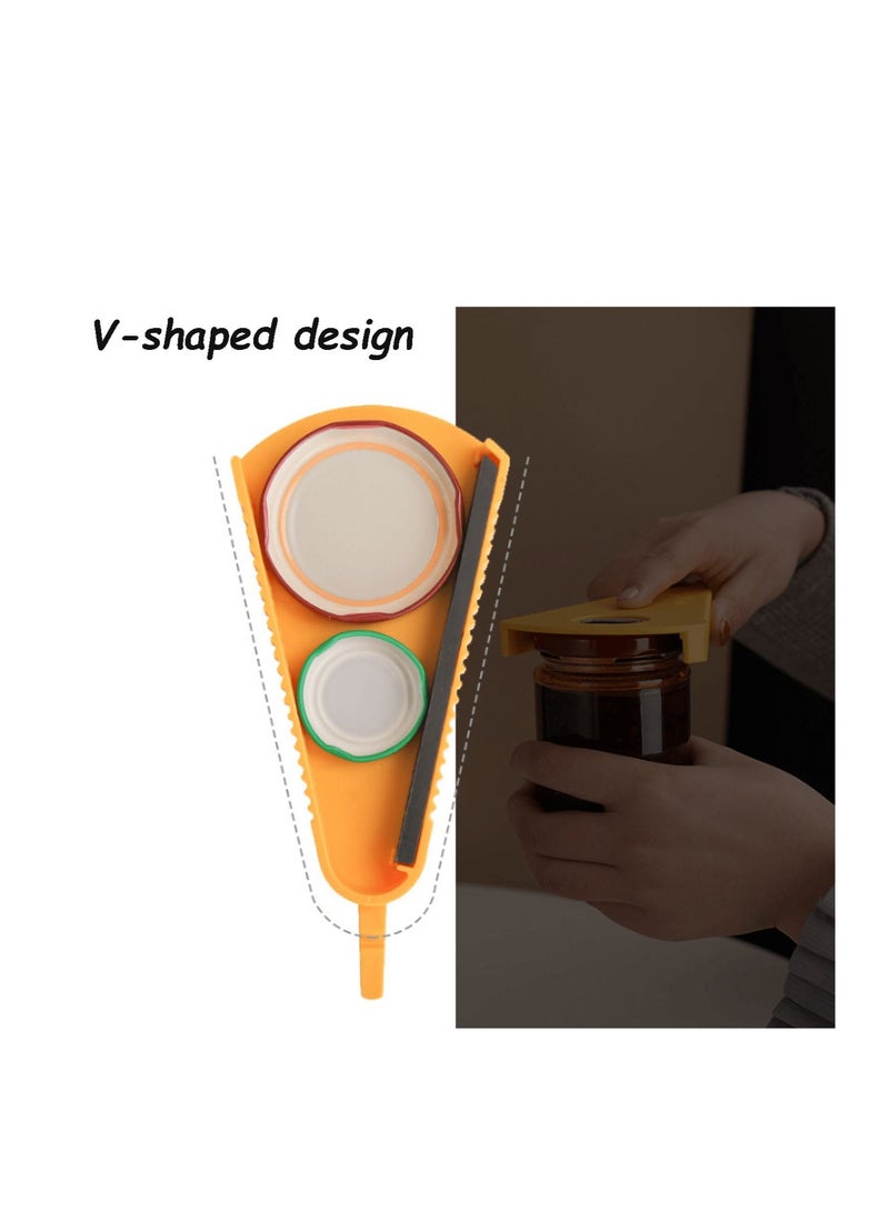 NIBEMINENT Jar Opener, 5-in-1 Multifunctional Bottle Can Opener Handheld for Weak Hands and Seniors with Arthritis, Non-slip Silicone Practical V-shaped Design Kitchen Tools(Yellow)  - Image 3
