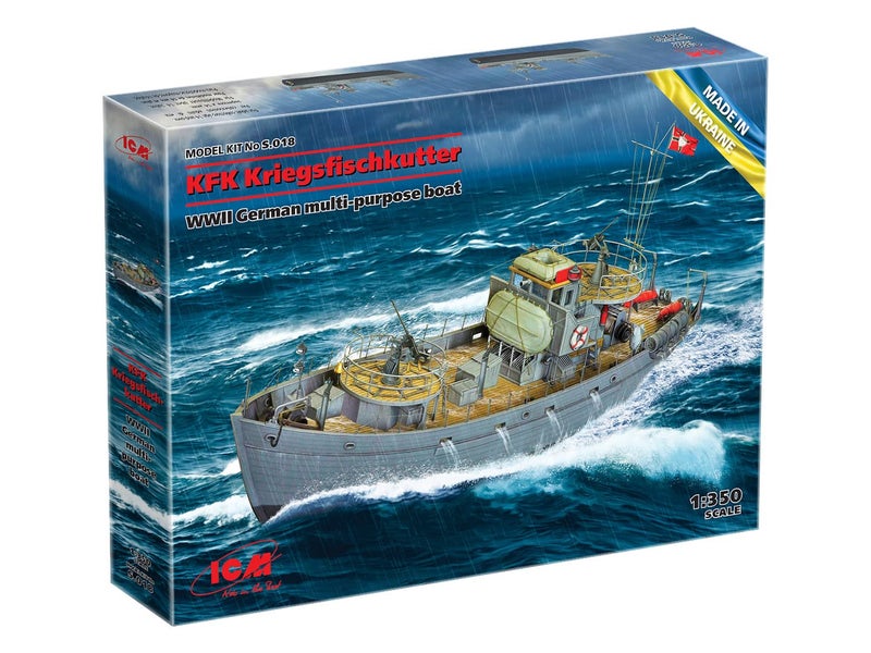 ICM S.018 - Boat Model KFK Kriegsfischkutter, Plastic Millitary Ship WWII German Multi-Purpose Boat - Scale 1:350 - Image 2