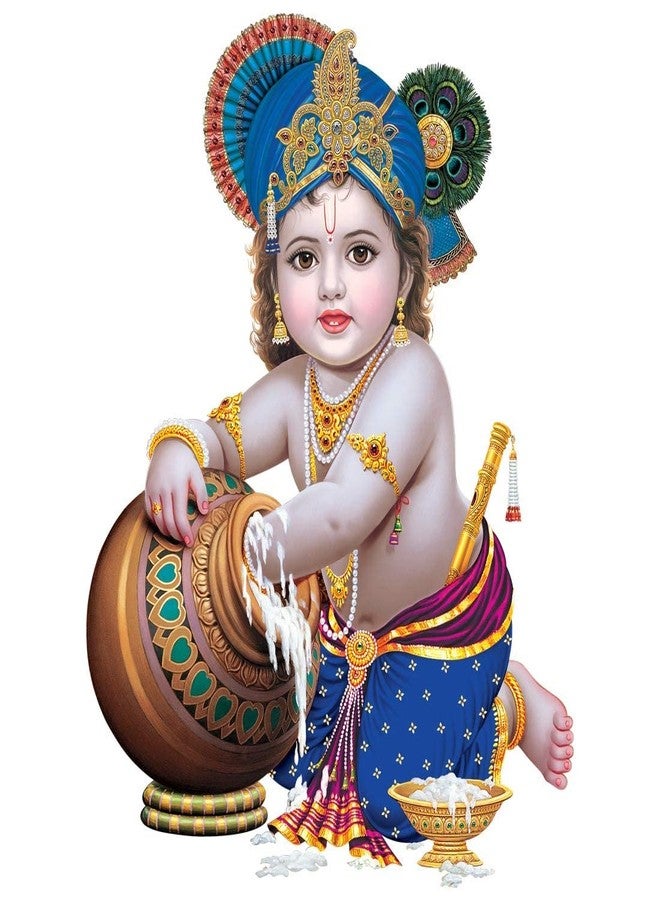 Techgifti ملصق حائط Techgifti Bal Krishna Makhan Chor (متعدد الألوان، الحجم - 61 سم × 46 سم) - Image 1