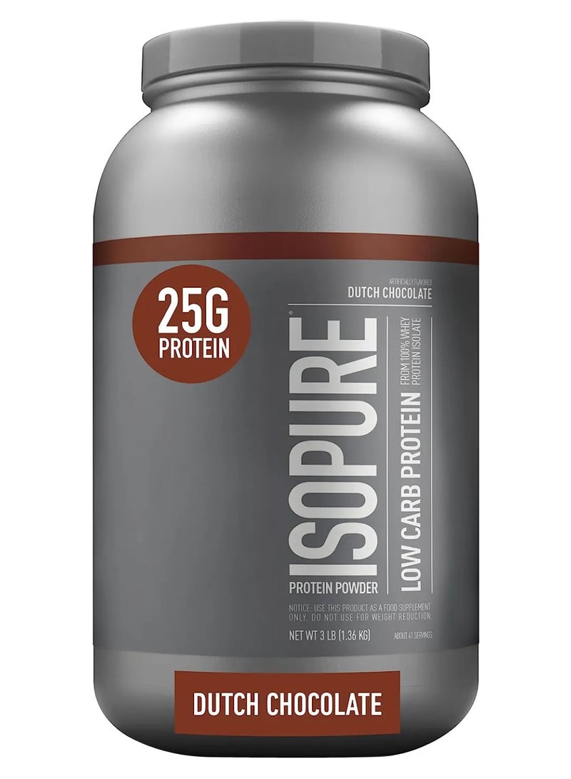 Isopure Low Carb Protein,  Dutch Chocolate Flavour, 3 Lb - Image 1